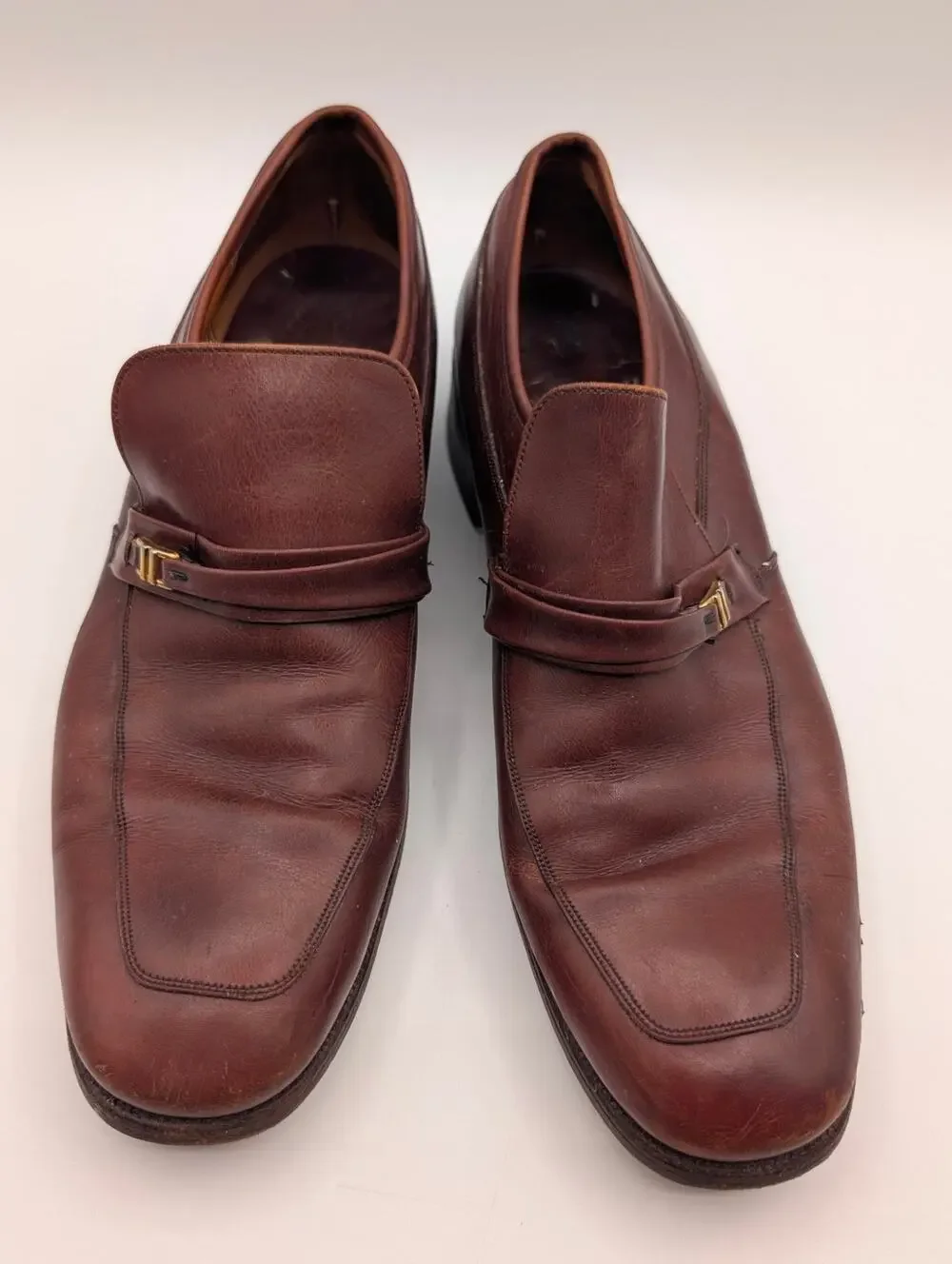 Whitehall Vintage Leather Buckle Loafers Brown US 11.5 B UK 10.5 C Narrow